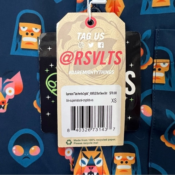 RSVLTS Supernatural Tales from the Cryptids Graphic Button Down Shirt NEW XS - Picture 5 of 13